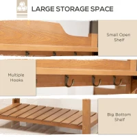 Outsunny Fir Wood Garden Potting Table 80L x 42W x 142H cm Galvanized Metal Workstation with Sink Plug Shelves and Hooks(m-4)