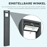 Outsunny Tuinlamp, padverlichting, paalverlichting met LED's, weerbestendig, 16 cm x 5 cm x 90 cm, donkergrijs(m-5)