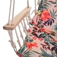 Outsunny 100x106cm Hanging Hammock Chair Safe Rope Frame Pillow Top Bar Bright Floral(m-14)