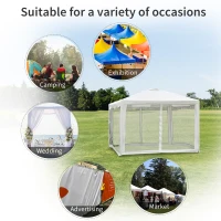 Outsunny 4x3 m Waterproof Gazebo W/Mesh Sides-White/Black(m-7)