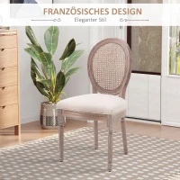 HOMCOM eetkamerstoel keukenstoel gepolsterde stoel leunstoel rotan stoel retro beige 50 x 54,5 x 97 cm | Aosom.de(m-4)