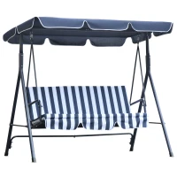Outsunny Steel 3-Seater Swing Chair w/ Adjustable Canopy Blue(m-1)