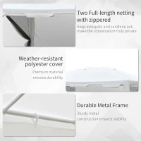 Outsunny 4x3 m Waterproof Gazebo W/Mesh Sides-White/Black(m-6)
