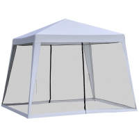 Outsunny 3 x 3m Screen House, Outdoor Gazebo Canopy, Sun Shade Event Shelter with Mesh Side Walls, Grey