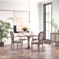 HOMCOM® Krzesło Do Jadalni Kuchni Tapicerowane Rattan Retro Beżowy(m-2)