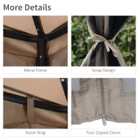 Outsunny 3 x 3m Metal Gazebo Garden Outdoor Marquee Party Tent Canopy Pavillion Patio Shelter with Mesh Sidewalls Taupe 2.95m Pavilion 2-tier Roof w/ Netting(m-7)