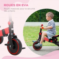 AIYAPLAY Tricycle 3 en 1 pour enfant évolutif de 18 à 48 mois poignée réglable 96,5 x 49 x 101 cm rouge et noir(m-6)