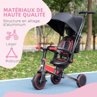 AIYAPLAY Tricycle 3 en 1 pour enfant évolutif de 18 à 48 mois poignée réglable 96,5 x 49 x 101 cm rouge et noir(m-7)