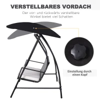 Outsunny Hollywoodschaukel 3-Sitzer aus Polyrattan Gartenschaukel mit verstellbar Sonnendach Sonnenschutz Sitzkissen Hängebank bis 360 kg belastbar Hängeschaukel für Garten 198x124x179cm Schwarz(m-4)