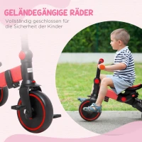 AIYAPLAY 3-in-1 Kinderdreirad, Dreirad, Laufrad Schiebegriff, drehbarer Sitz, Dreipunktgurt, Aluminiumrahmen, rot(m-6)
