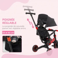 AIYAPLAY Tricycle 3 en 1 pour enfant évolutif de 18 à 48 mois poignée réglable 96,5 x 49 x 101 cm rouge et noir(m-5)