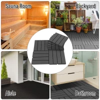 Outsunny 12" x 12" PP Interlocking Composite Deck Tile 9 Pack - Black(m-7)