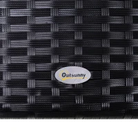 Outsunny Hollywoodschaukel 3-Sitzer aus Polyrattan Gartenschaukel mit verstellbar Sonnendach Sonnenschutz Sitzkissen Hängebank bis 360 kg belastbar Hängeschaukel für Garten 198x124x179cm Schwarz(m-9)