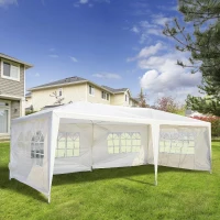 Outsunny Carpa con Paneles Laterales Plegable Gazebo Pabellón Jardín con Ventanas Transparentes 600x300x250 cm Blanco(m-2)