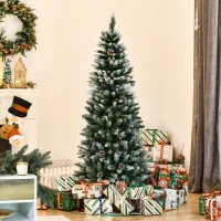 HOMCOM Árbol de Navidad 150 cm Árbol de Navidad Grande con 464 Puntas 28 Piñas Base Plegable y Soporte de Acero para Decoración de Interior Verde(m-2)