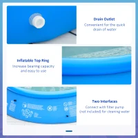 Outsunny Piscina de Gradina Gonflabila din PVC cu 3 Straturi pentru 3-4 Persoane cu Supapă de Scurgere si Pompa Manuala Inclusa, Φ274x76cm, Albastra(m-7)