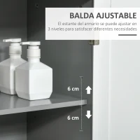 kleankin Armario Alto de Baño con Estantería de 4 Niveles 1 Puerta y Estante Ajustable Interior Mueble Auxiliar de Almacenaje para Salón Cocina 40x30x117 cm Gris(m-5)