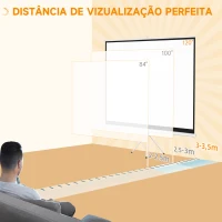HOMCOM Tela de Projeção Manual com Suporte 120 Polegadas Formato 4:3 com Altura Ajustável 244x183 cm Branco(m-7)