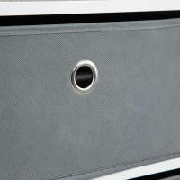 HOMCOM Cómoda con 6 Cajones de Tela Cajonera Armario de Almacenaje Multifuncional para Dormitorio Salón Pasillo 72x35x62 cm Blanco y Gris(m-9)