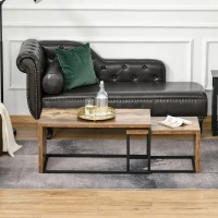 HOMCOM Coffee Tables Nesting Table Set of 2 Side Table w/ Metal Frame for Living Room Bedroom Black & Brown(m-10)