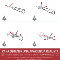 HOMCOM Árbol de Navidad Artificial 225 cm con Nieve Ignífugo con 1300 Ramas Decoración Navideña para Interiores Verde(m-5)
