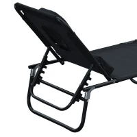 Outsunny Sun Lounger Foldable Reclining Chair with Pillow and Reading Hole Garden Beach Outdoor Recliner Adjustable Black(m-11)