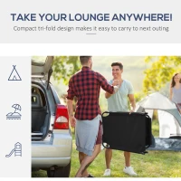 Outsunny Sun Lounger Foldable Reclining Chair with Pillow and Reading Hole Garden Beach Outdoor Recliner Adjustable Black(m-8)