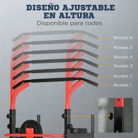 HOMCOM Multiestación Máquina de Musculación Multifuncional Plegable con Banco Acolchado Altura Ajustable en 6 Niveles Acero 94x174x180-230 cm Negro y Rojo(m-4)