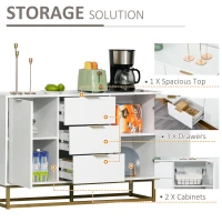 HOMCOM Modern Storage Cabinet Freestanding Cupboard with 3 Drawers for Dining Room, Living Room(m-6)