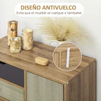 HOMCOM Cómoda con 4 Cajones Estilo Boho Cajonera de Madera con Patas de Metal para Salón Dormitorio 79x39x86 cm Marrón(m-6)