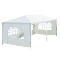 Outsunny Carpa con Paneles Laterales Plegable Gazebo Pabellón Jardín con Ventanas Transparentes 600x300x250 cm Blanco(m-1)
