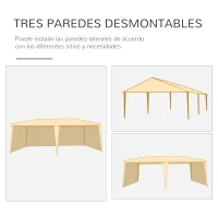 Outsunny Carpa de Jardín 6x3x2,5 m con 4 Paredes Laterales y 2 Ventanas Cenador Gazebo de Exterior Marco de Acero para Fiestas Eventos Bodas Verde(m-5)
