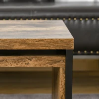 HOMCOM Juego de 2 Mesas de Centro Mesitas de Café con Patas de Metal Estilo Industrial para Salón Comedor Sala de Estar 90x48x42 cm y 59x42x36 cm Marrón Rústico(m-8)
