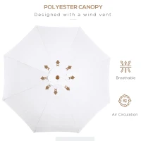 Outsunny 3M Patio Umbrella Wood Outdoor Table Umbrella with 8 Sturdy Ribs - Cream White(m-8)