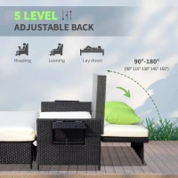 Outsunny Rattan 2-Seater Sofa Sun Lounger Bed-Black(m-4)