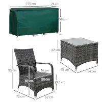 Outsunny 2-Seater Rattan Table Chair Bistro Garden Furniture Set Wicker Table Outdoor Patio(m-3)