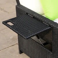 Outsunny Rattan 2-Seater Sofa Sun Lounger Bed-Black(m-9)