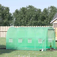 Outsunny 4x2 m Polytunnel Walk-in Greenhouse with Zip Door and Windows-Green(m-2)