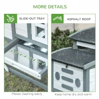 PawHut Chicken Coop with Run Hen House Wooden Poultry Cage w/ Nesting Box Removable Tray Openable Roof Outdoor 140 x 67 x 88.5cm(m-6)