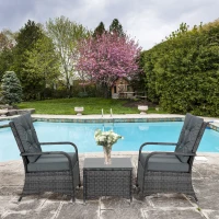 Outsunny 2-Seater Rattan Table Chair Bistro Garden Furniture Set Wicker Table Outdoor Patio(m-11)