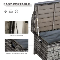 Outsunny Patio PE Rattan Storage Bench Seat Furniture w/ Cushion Handle Inner weather-resistant bag for Garden Yard Park(m-5)