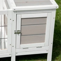 PawHut Wooden Rabbit Hutch, Guinea Pig Cage, Separable Bunny Run, Small Animal House for Indoor with Slide-out Tray, 161 x 50.5 x 53.3cm, Grey(m-11)