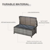 Outsunny Patio PE Rattan Storage Bench Seat Furniture w/ Cushion Handle Inner weather-resistant bag for Garden Yard Park(m-6)