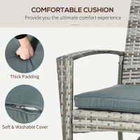 Outsunny Rattan Rocking Chair Rocker Garden Furniture Seater Patio Bistro Relaxer Outdoor Wicker Weave with Cushion - Light Grey(m-5)