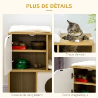 PawHut Maison pour chat design - niche chat panier chat - 3 coussins + grattoir sisal inclus - panneaux aspect chêne clair(m-6)