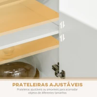 HOMCOM Armário de Cozinha com 4 Portas Bandeja Amovível Prateleira Ajustável Gaveta e Bancada para Micro-Ondas 70x40x180 cm Branco(m-5)