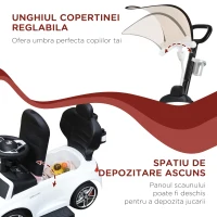 HOMCOM Masina cu Impingere Mercedes-Benz cu Parasolar si Maner si Bara de Siguranta Alba(m-5)