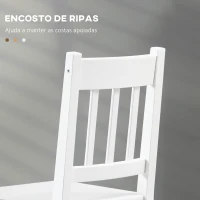 HOMCOM Conjunto de 2 Cadeiras de Sala de Jantar com Encosto de Ripas Estrutura de Madeira de Pinho 41x46,5x85,5 cm Branco(m-5)