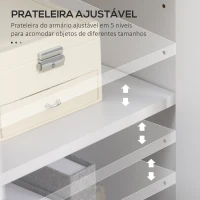 HOMCOM Vitrine Sala de Estar Estante para Livros com Portas de Vidro Prateleira Ajustável e Dobradiças de Fechamento Suave 60x60x116 cm Branco(m-5)