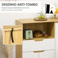 HOMCOM Aparador Auxiliar para Micro-Ondas Armário de Cozinha Moderno com Gaveta 3 Portas e Compartimento 90x40x98,5 cm Branco(m-7)